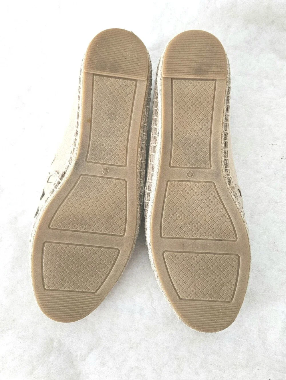 Tory Burch Tan May Laser Cut Leather Espadrilles